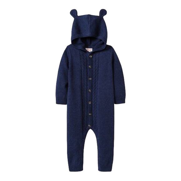 Cat & Jack Boys Romper Size 3-6 Mo Hooded Critter Sweater Blue Ears NEW - Picture 2 of 8